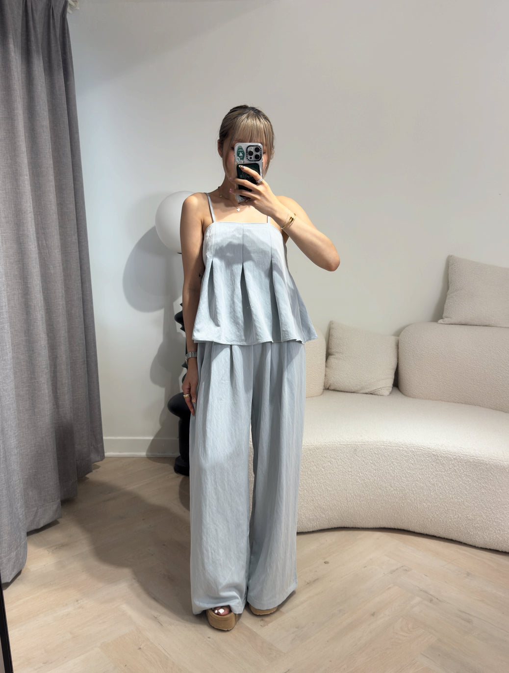 牛仔背心 + 長褲套裝SET ( 深/淺 )