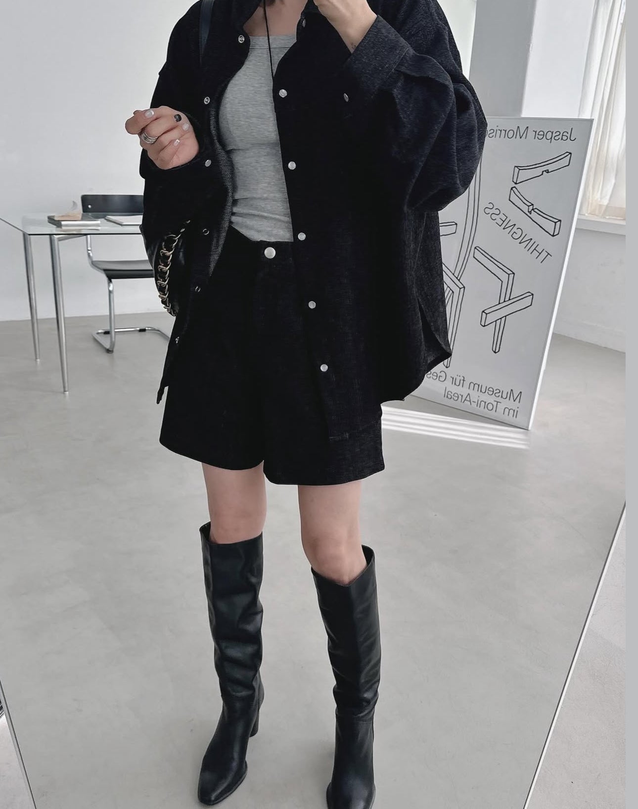 薄絨面中長短褲 ( 啡/黑 )