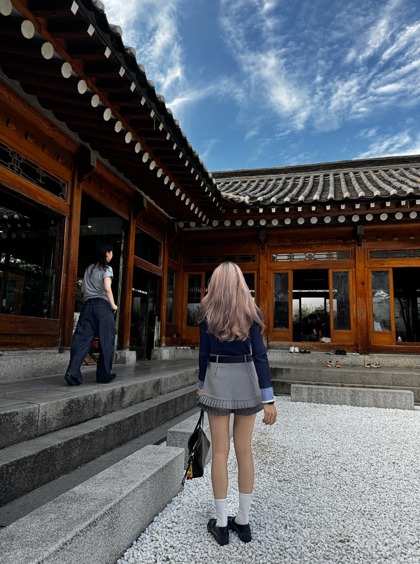 挺西裝料雙層百摺裙褲 ( 灰/啡 )