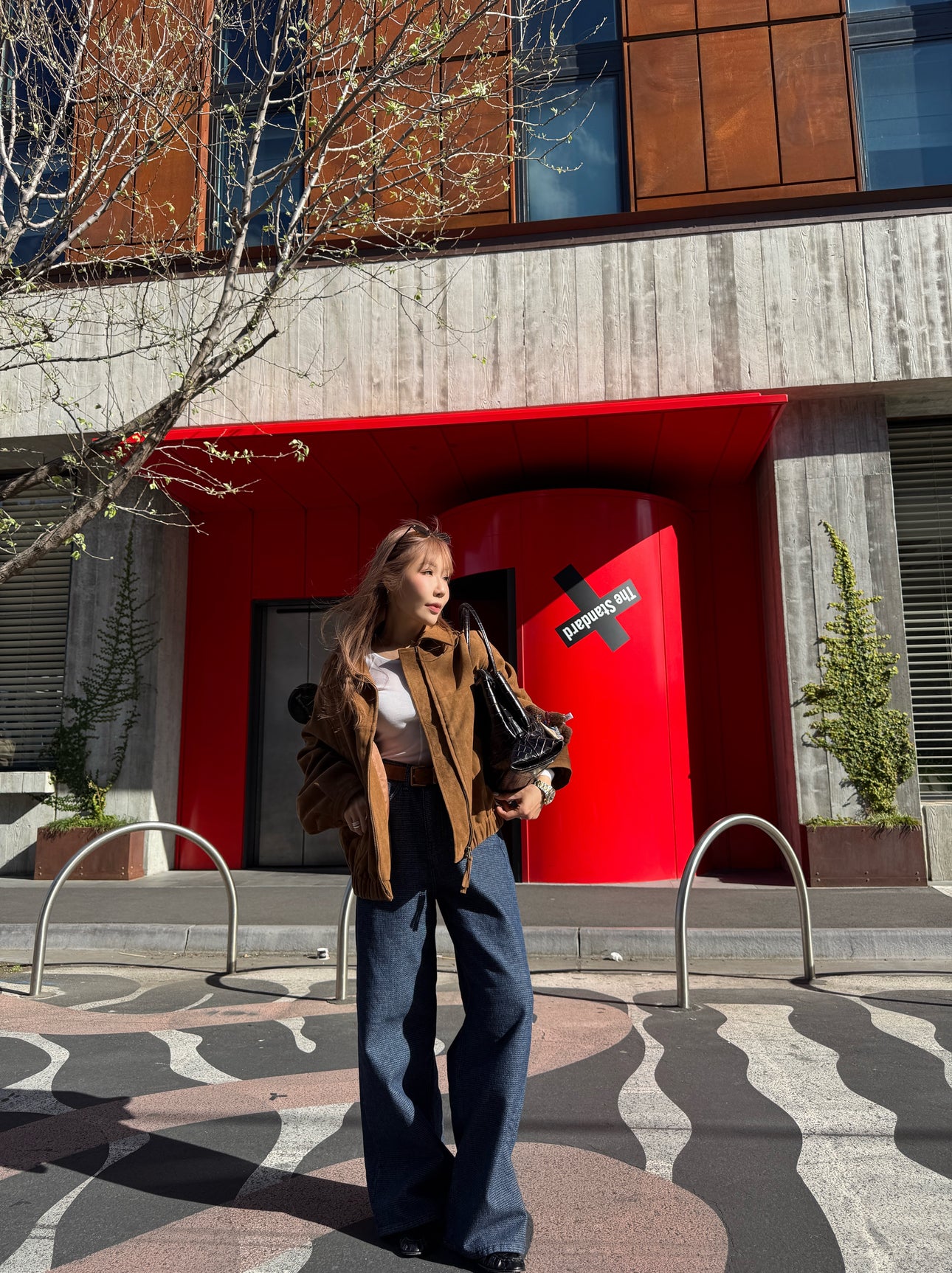 壓花紋深藍長牛仔褲 ( S/M/L )