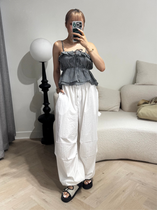 薄風褸料橡筋束腳褲 ( 黑/白/灰/綠 )