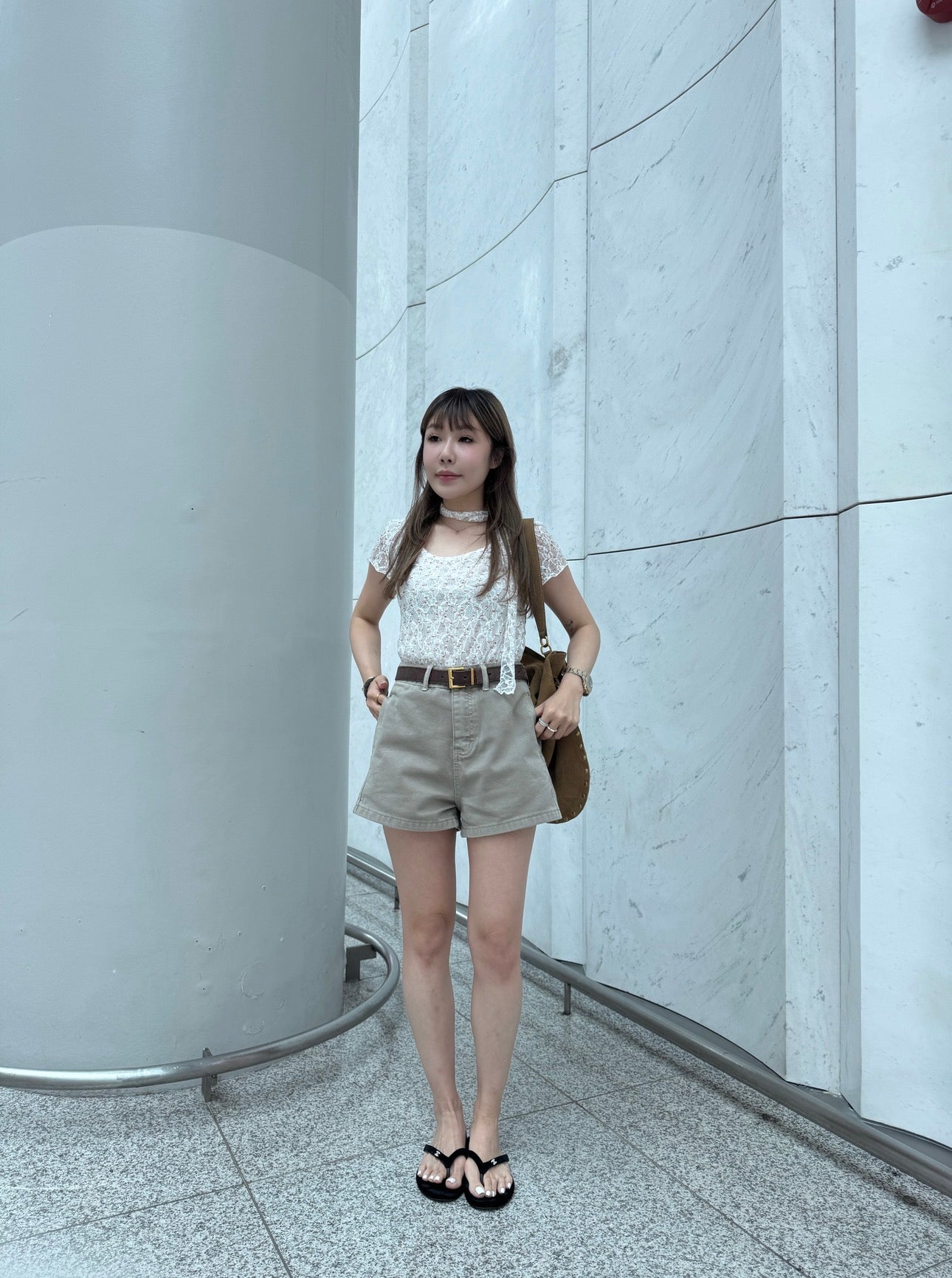 軟身傘形牛仔短褲 ( 白/藍/杏綠 )
