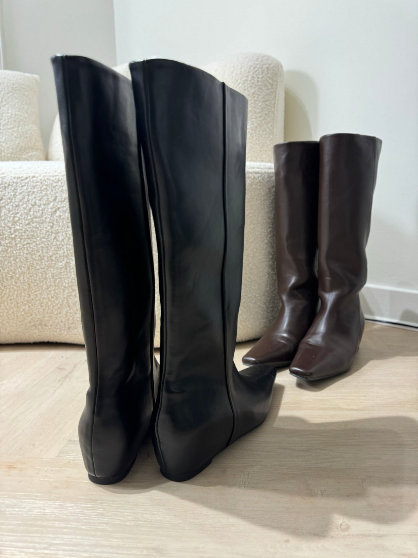 幼方頭內踭長BOOT ( 黑/深啡 )