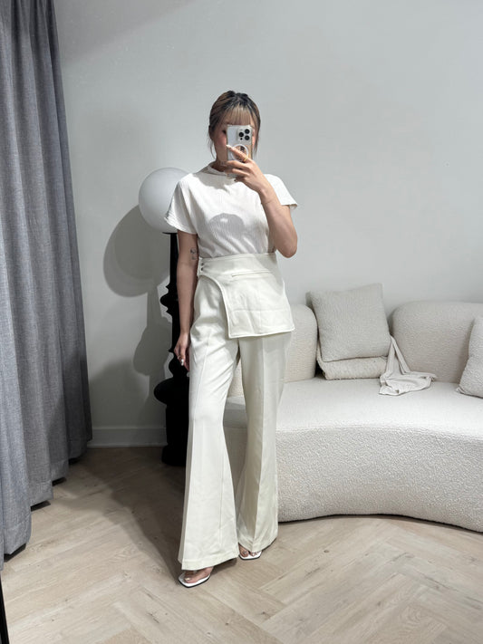 連口袋BELT長西褲 ( 黑/米白 )