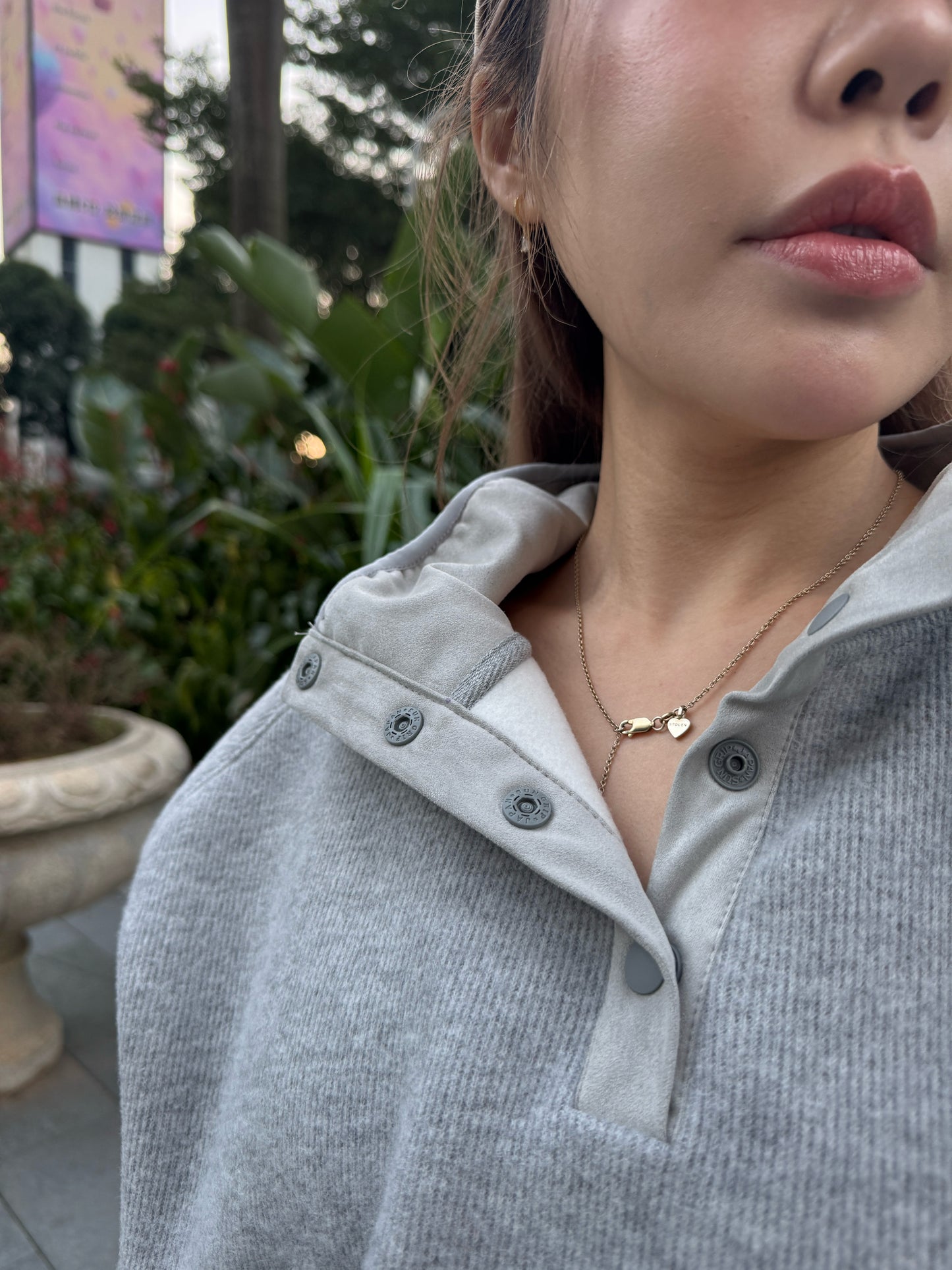 後刺繡運動套裝 ( 灰/米 )