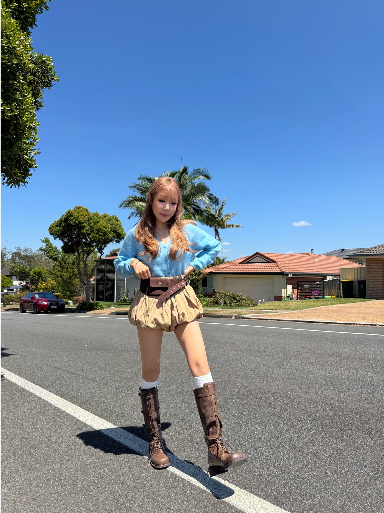 三間幼BELT長BOOT ( 啡/黑 )