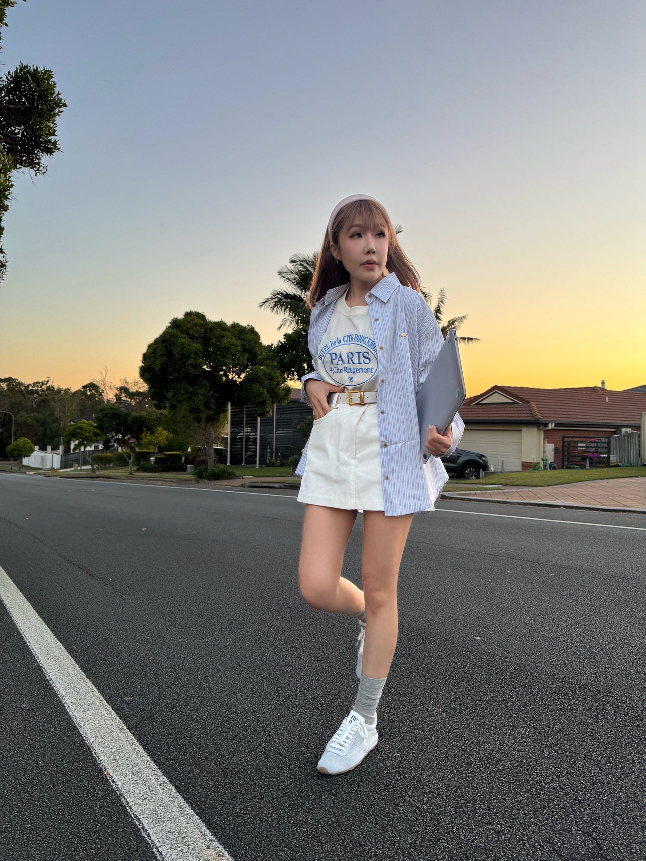 燈芯絨短裙 ( 粉/啡/白/黑 )