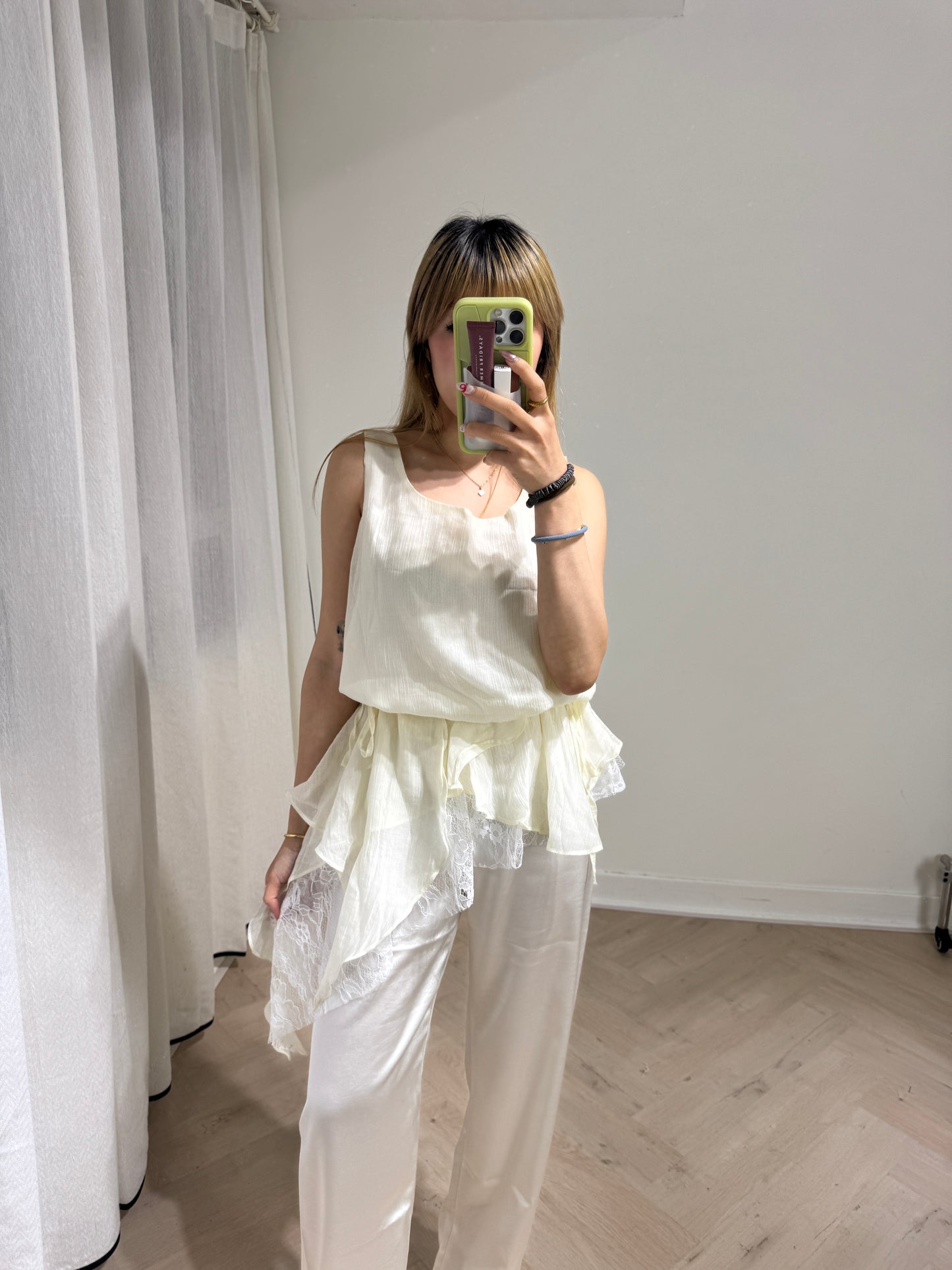 層次RUFFLE LACE修腰背心 ( 米/黃/啡 )