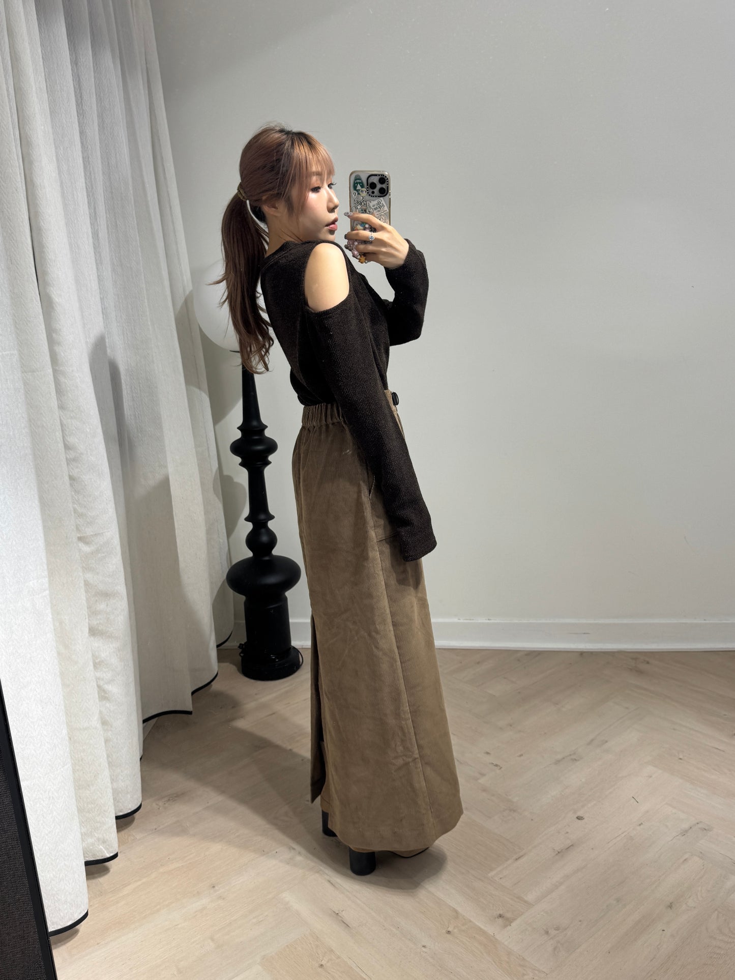 黑BELT口袋燈芯絨直裙 ( 深藍/啡 )