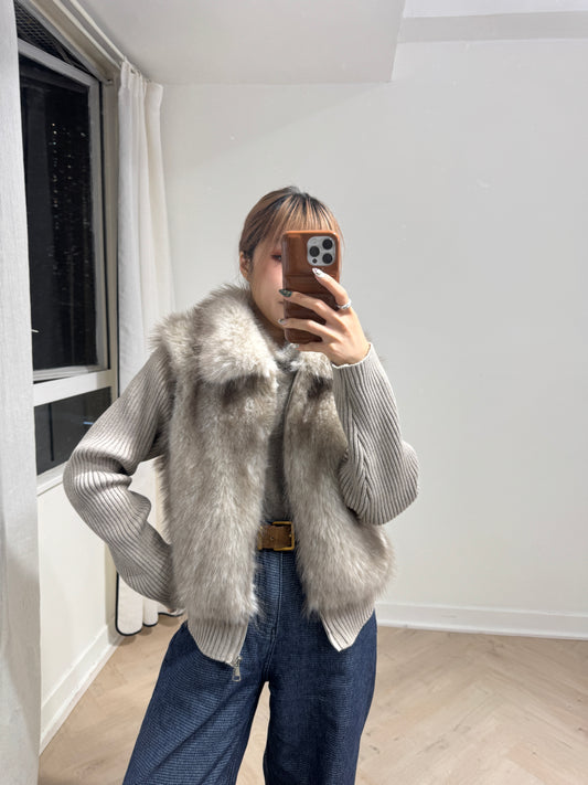 可拆手袖毛毛有領外套