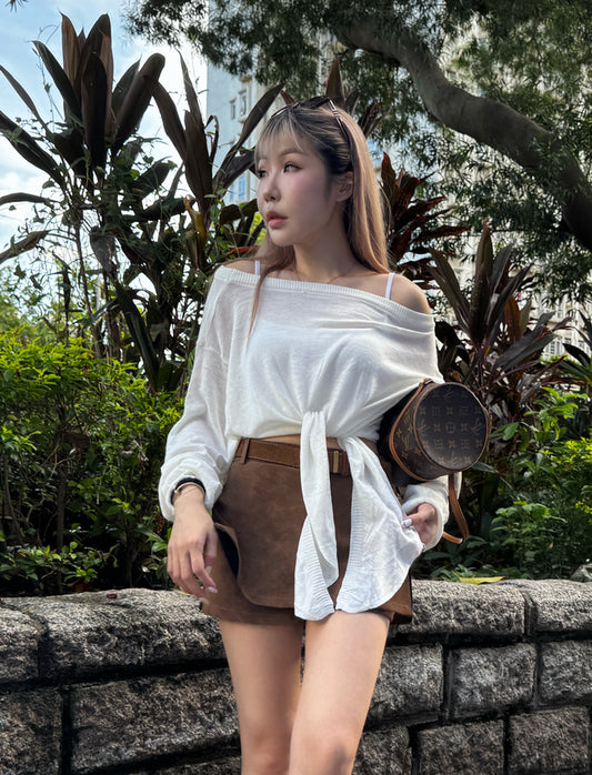 大領綁結線料上衣 ( 深灰/啡/白 )