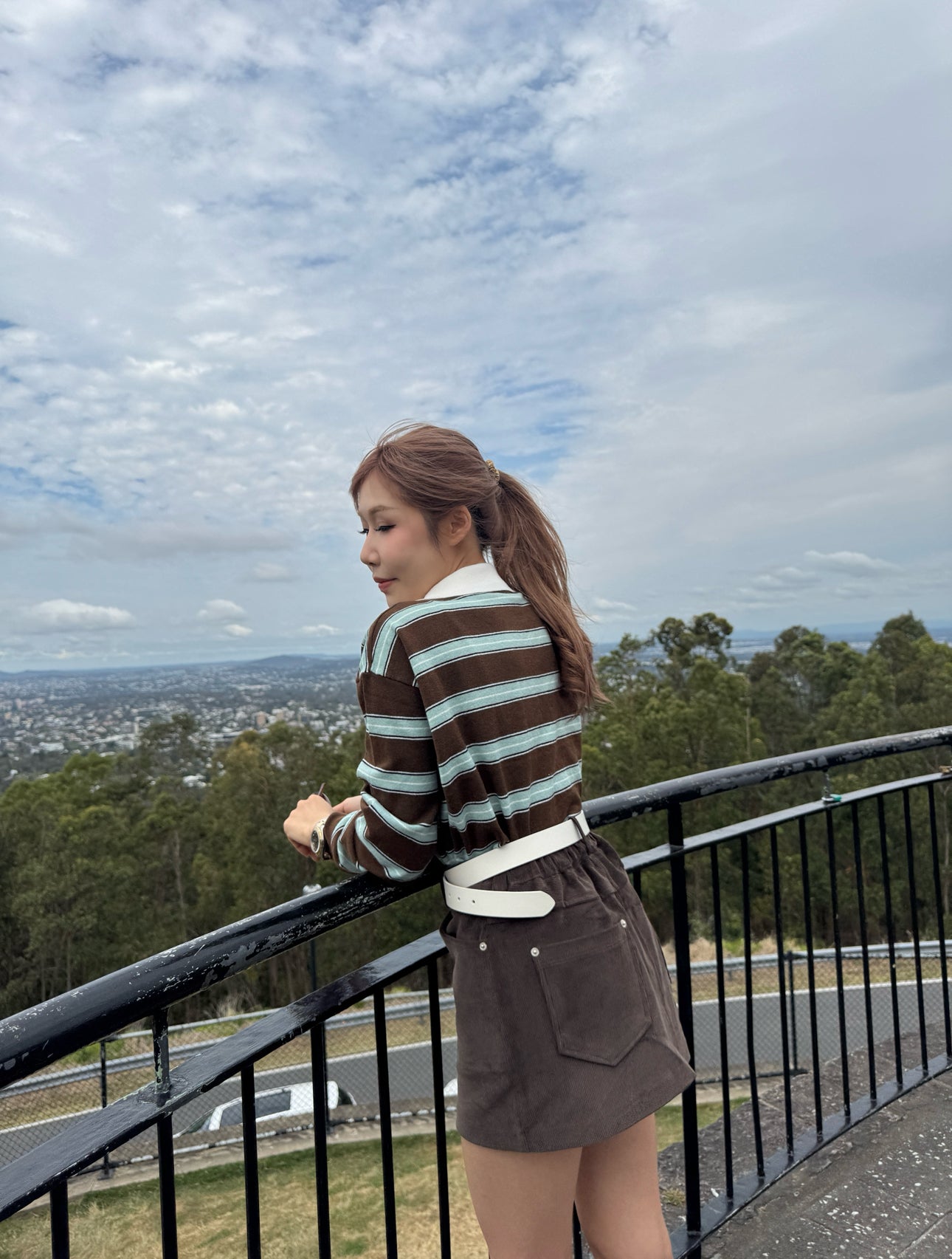 燈芯絨短裙 ( 粉/啡/白/黑 )