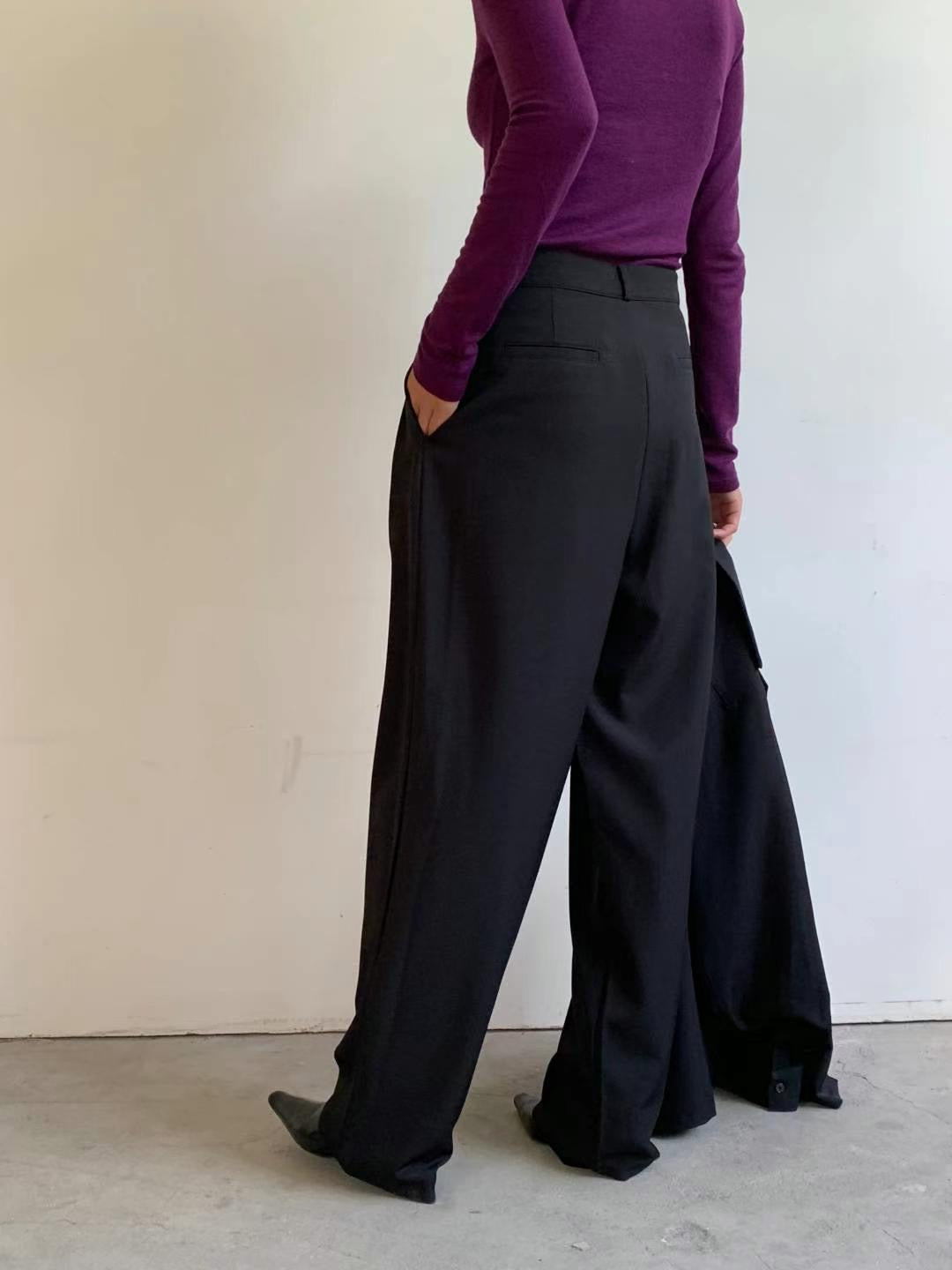 酒紅色直腳西褲