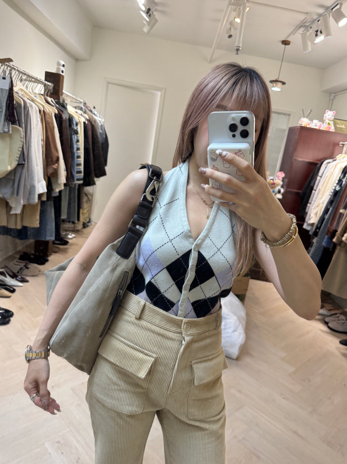 鼠尾草綠菱格套裝