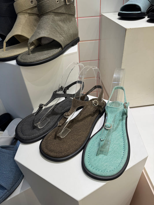 丁字款平底涼鞋 ( 啡/黑/綠 )