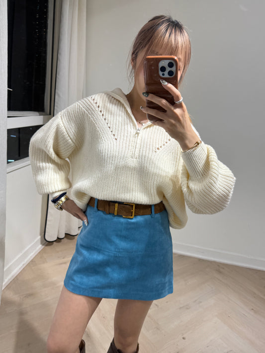 車線麂布裙褲 ( 藍/深啡/淺啡 )