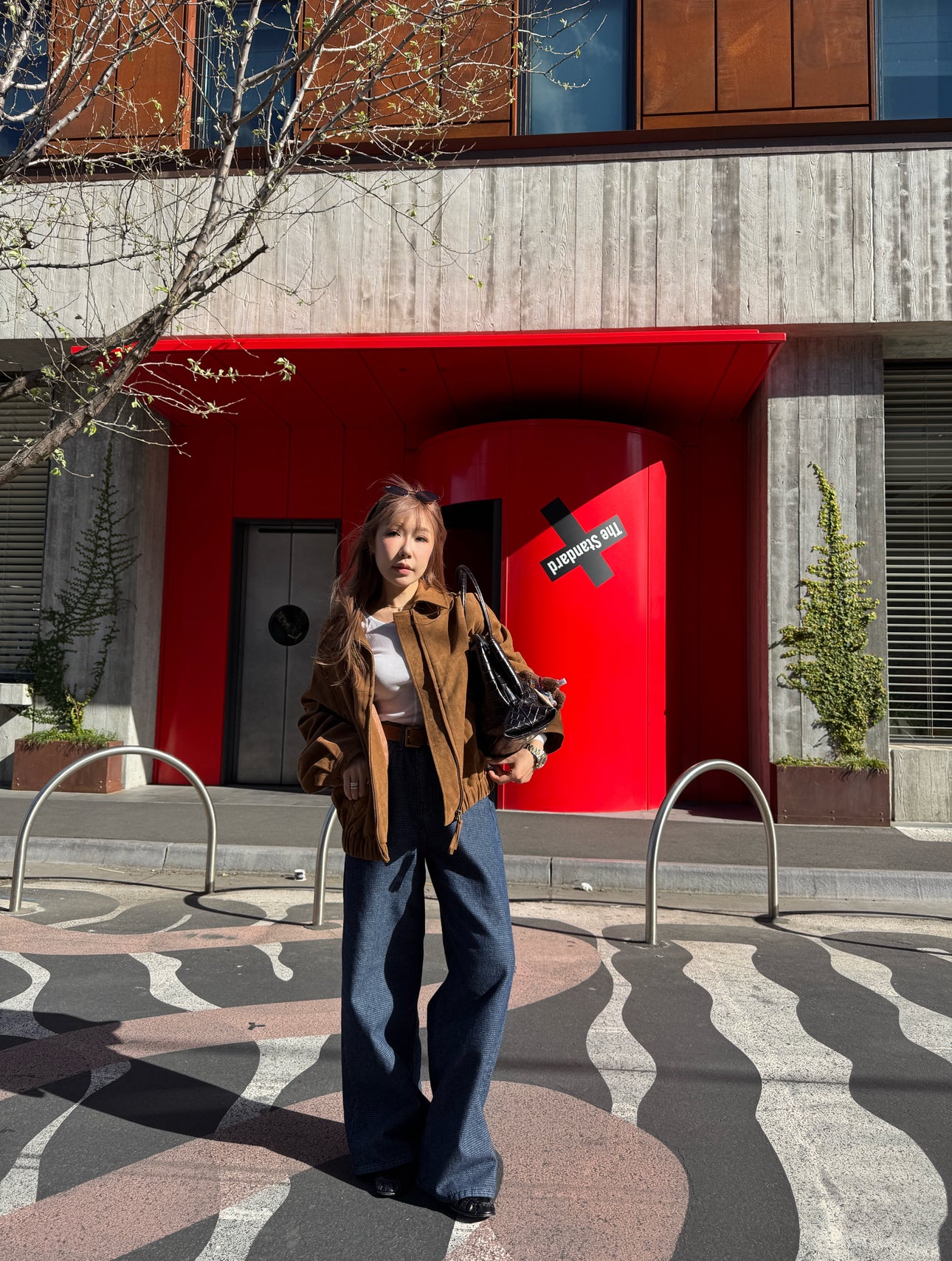 壓花紋深藍長牛仔褲 ( S/M/L )