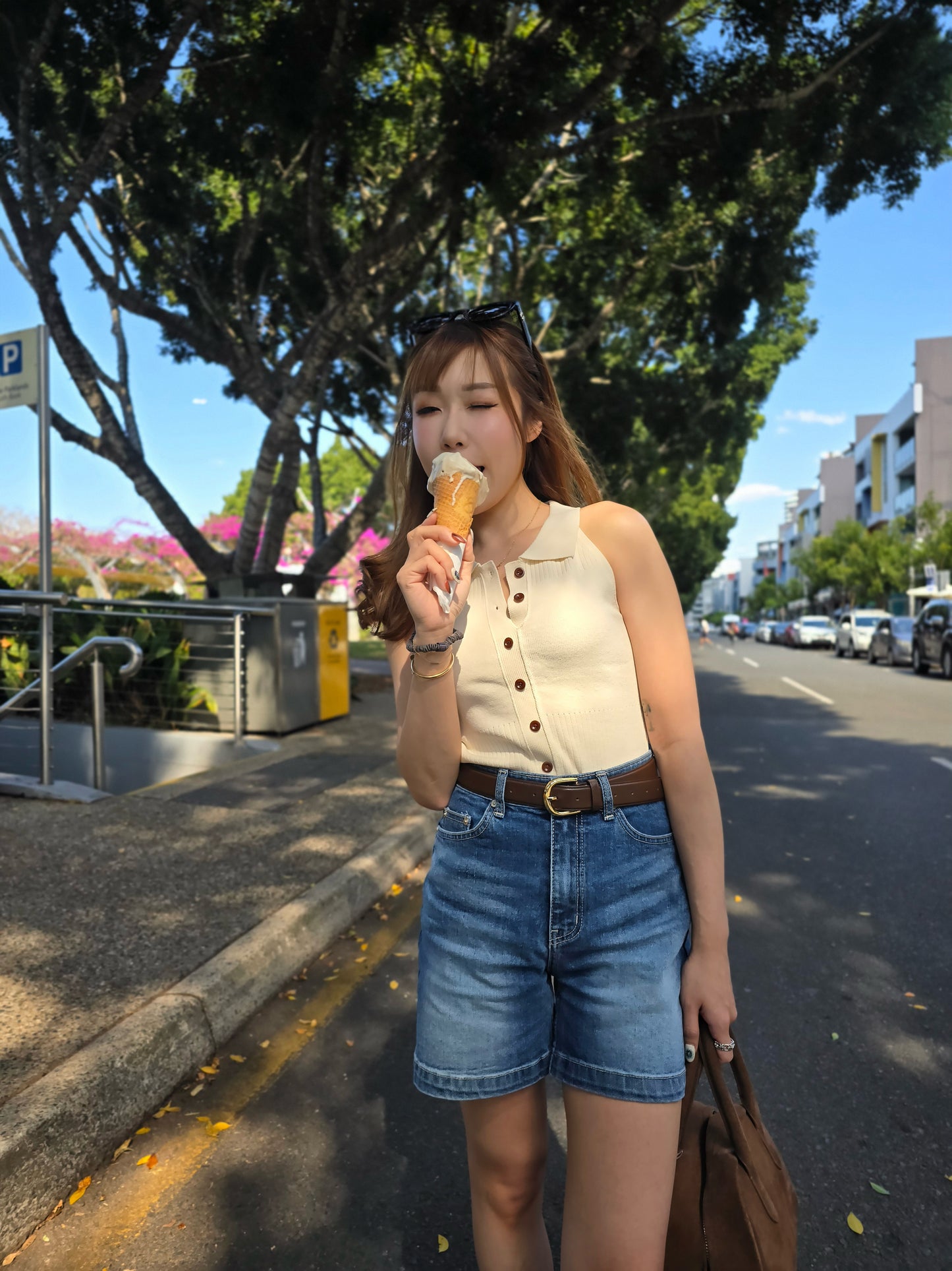 藍色洗水中長短牛 ( S/M/L )