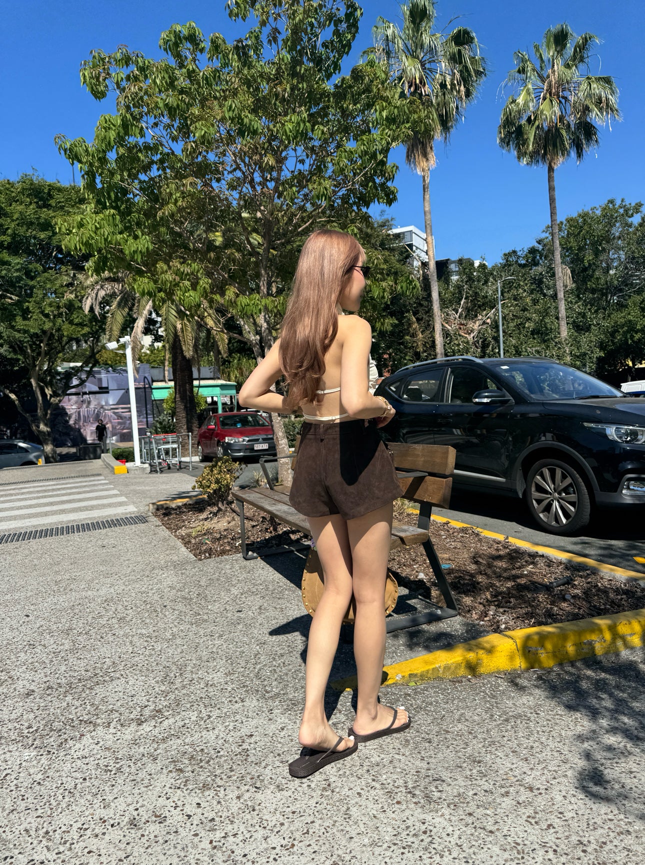 啡色金釘麂布有BELT短褲 ( S/M/L )