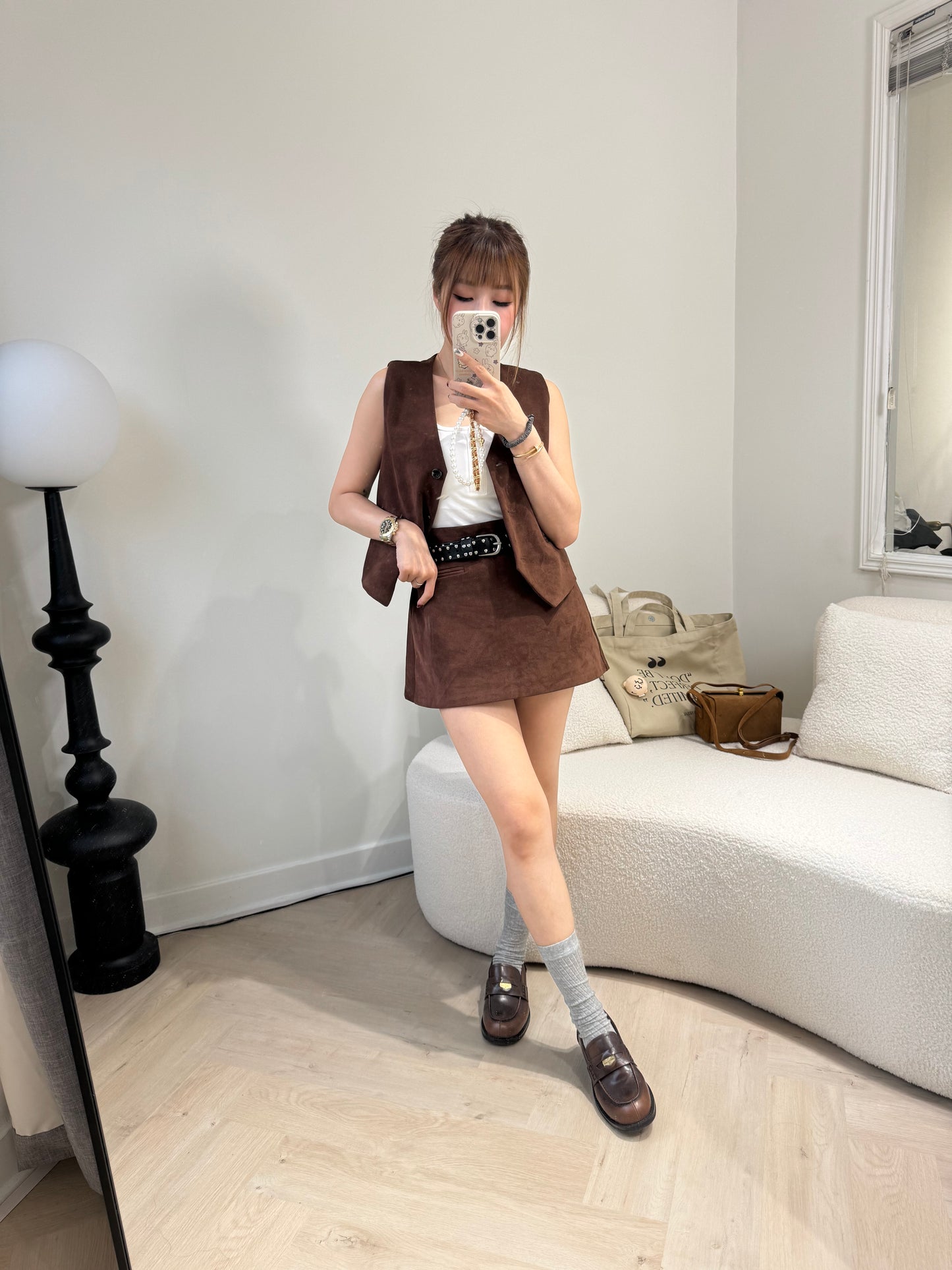 麂布馬甲背心外套 ( 黑/啡/彩藍 )