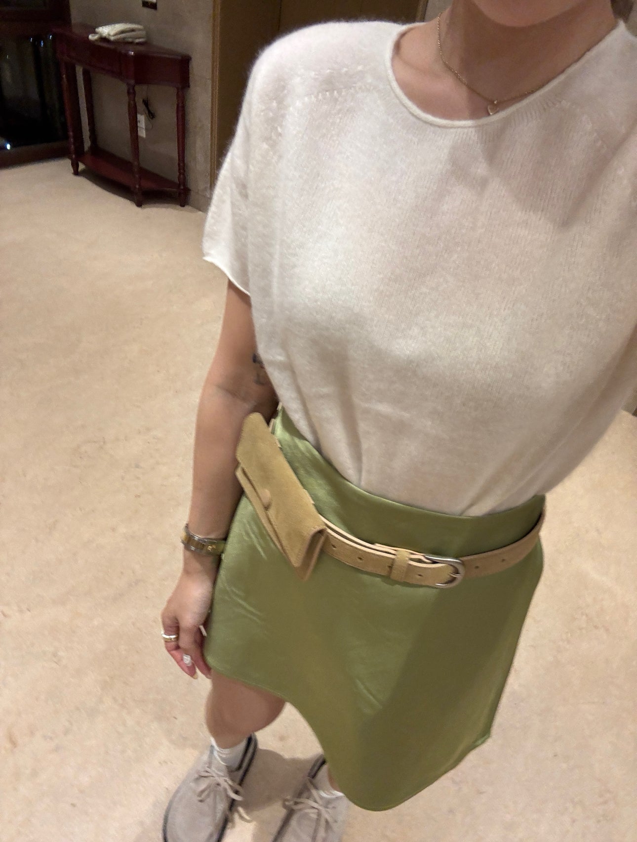 羊毛親膚短袖線上衣 ( 灰/白/粉/黃/藍 )