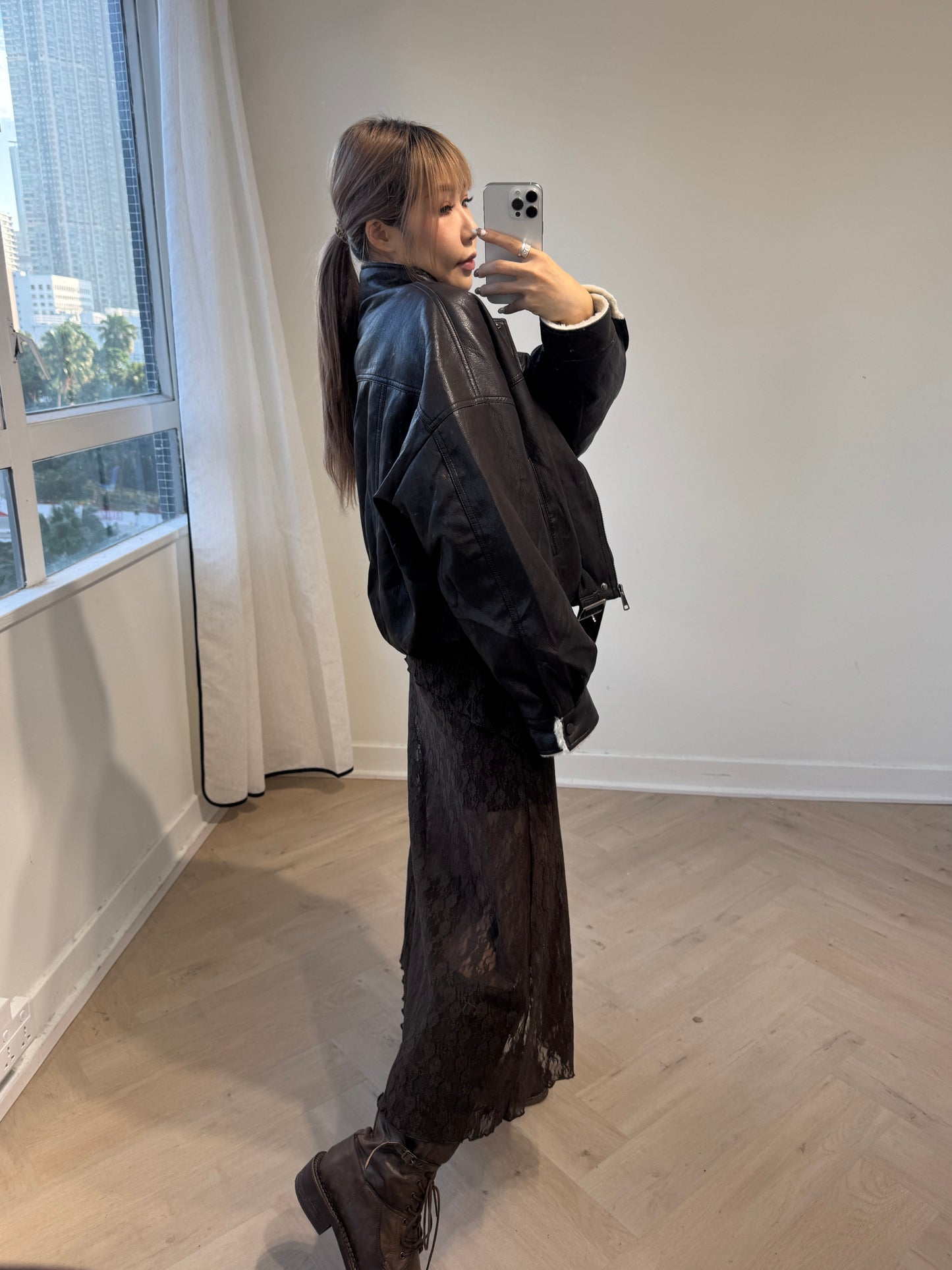 LACE層次開叉長裙 ( 黑/白/啡 )