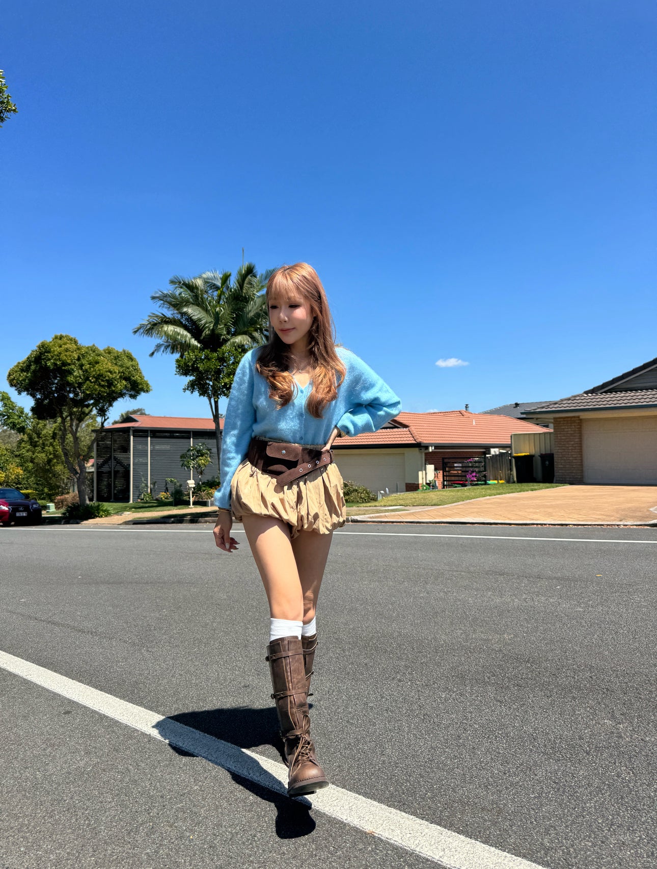 三間幼BELT長BOOT ( 啡/黑 )