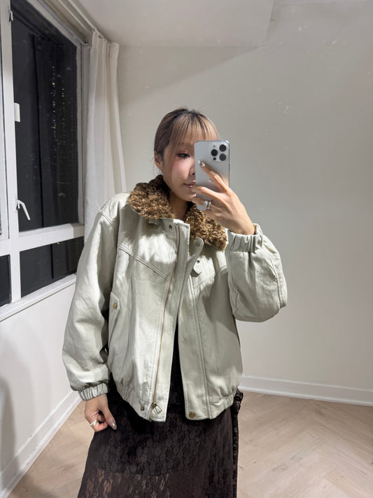 毛領仿皮外套 ( 米/黑/深啡 )