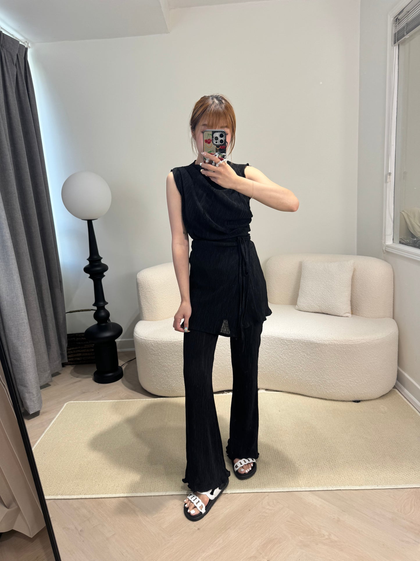 直樹紋背心+長褲套裝 ( 黑/米/啡/灰 )