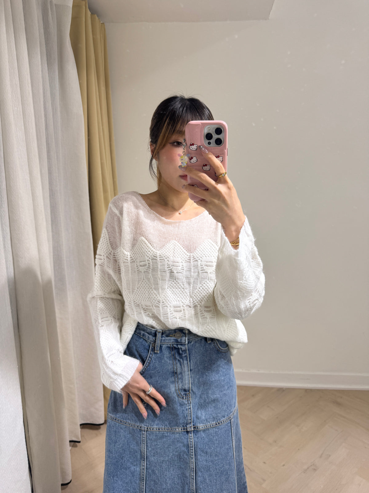 傘形車骨線牛仔長裙 ( S/M/L )