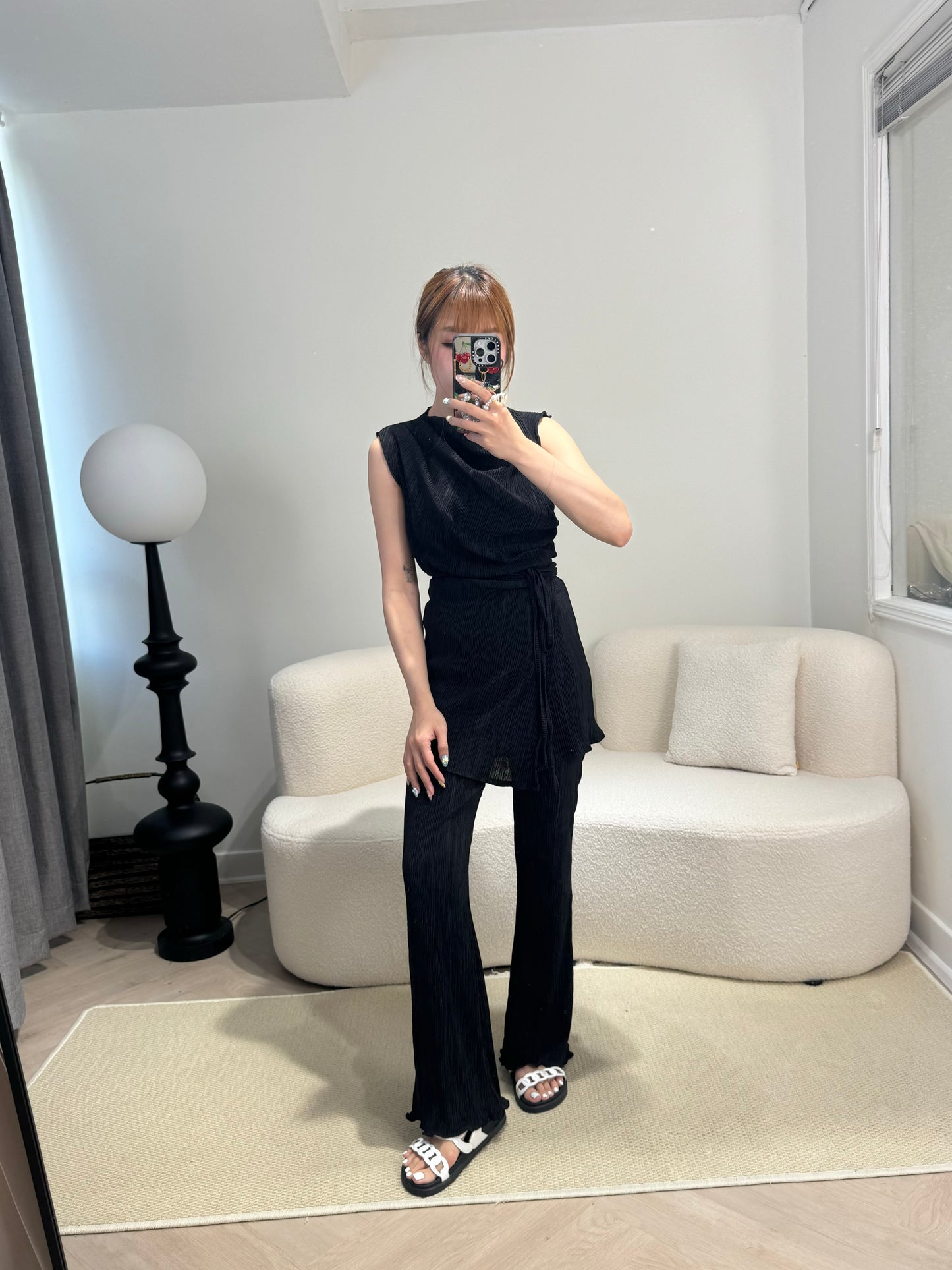 直樹紋背心+長褲套裝 ( 黑/米/啡/灰 )