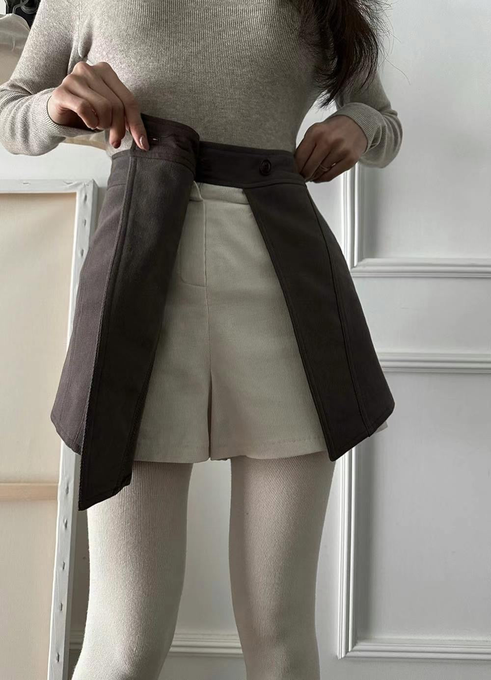 LAYER開叉腳裙褲 ( 深啡/黑 )