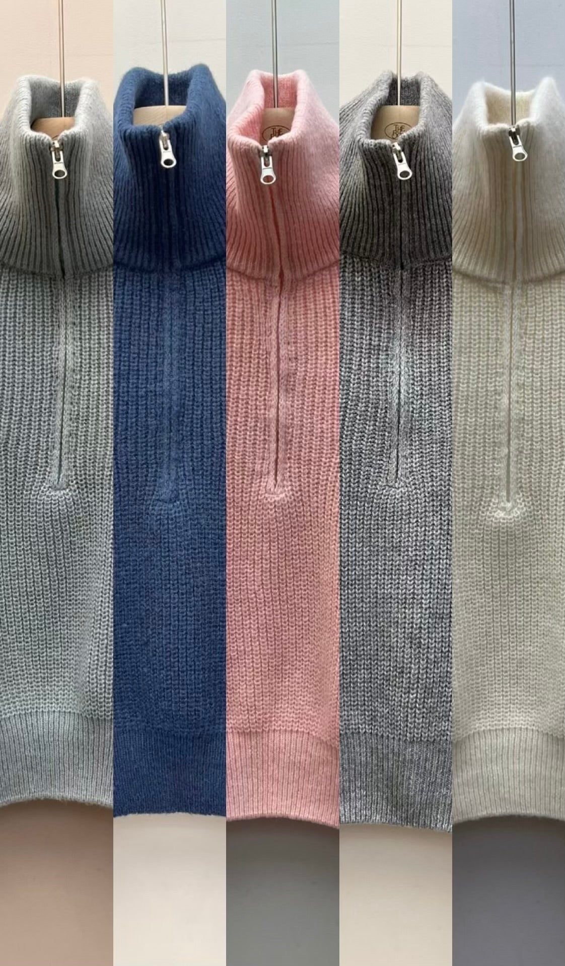 反領拉鍊冷線上衣 ( 五色 )