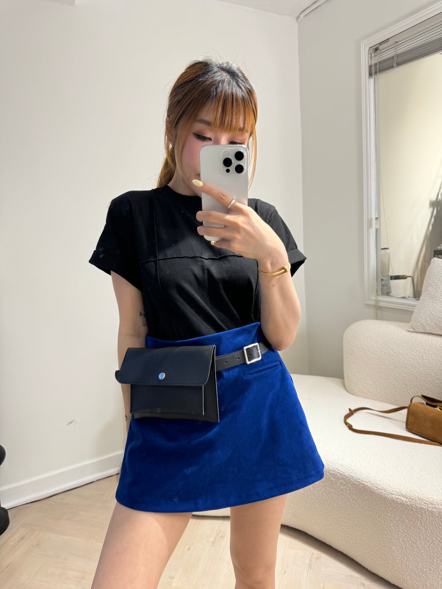 雙層間隔BELT BAG ( 黑/白 )