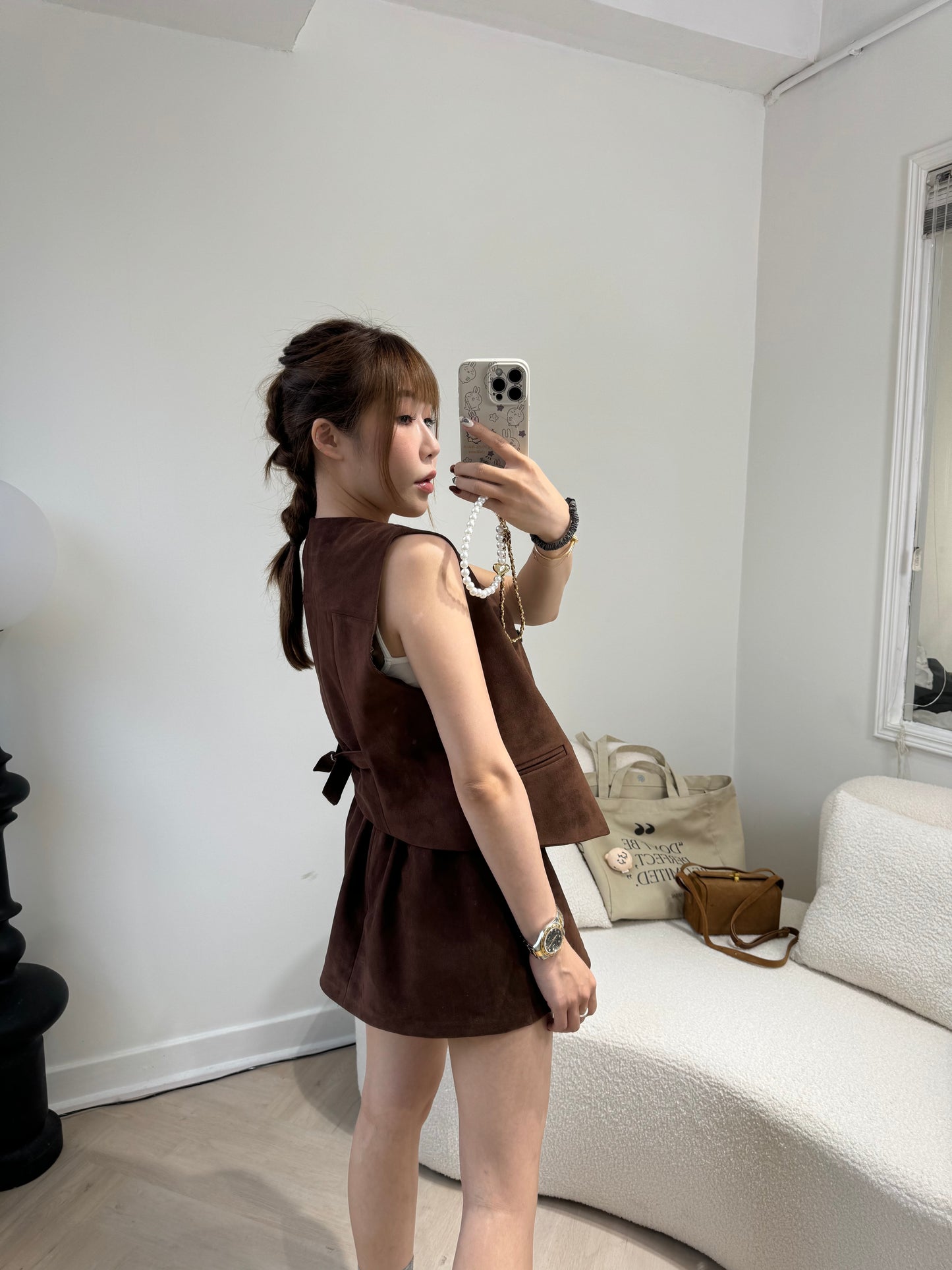 麂布馬甲背心外套 ( 黑/啡/彩藍 )