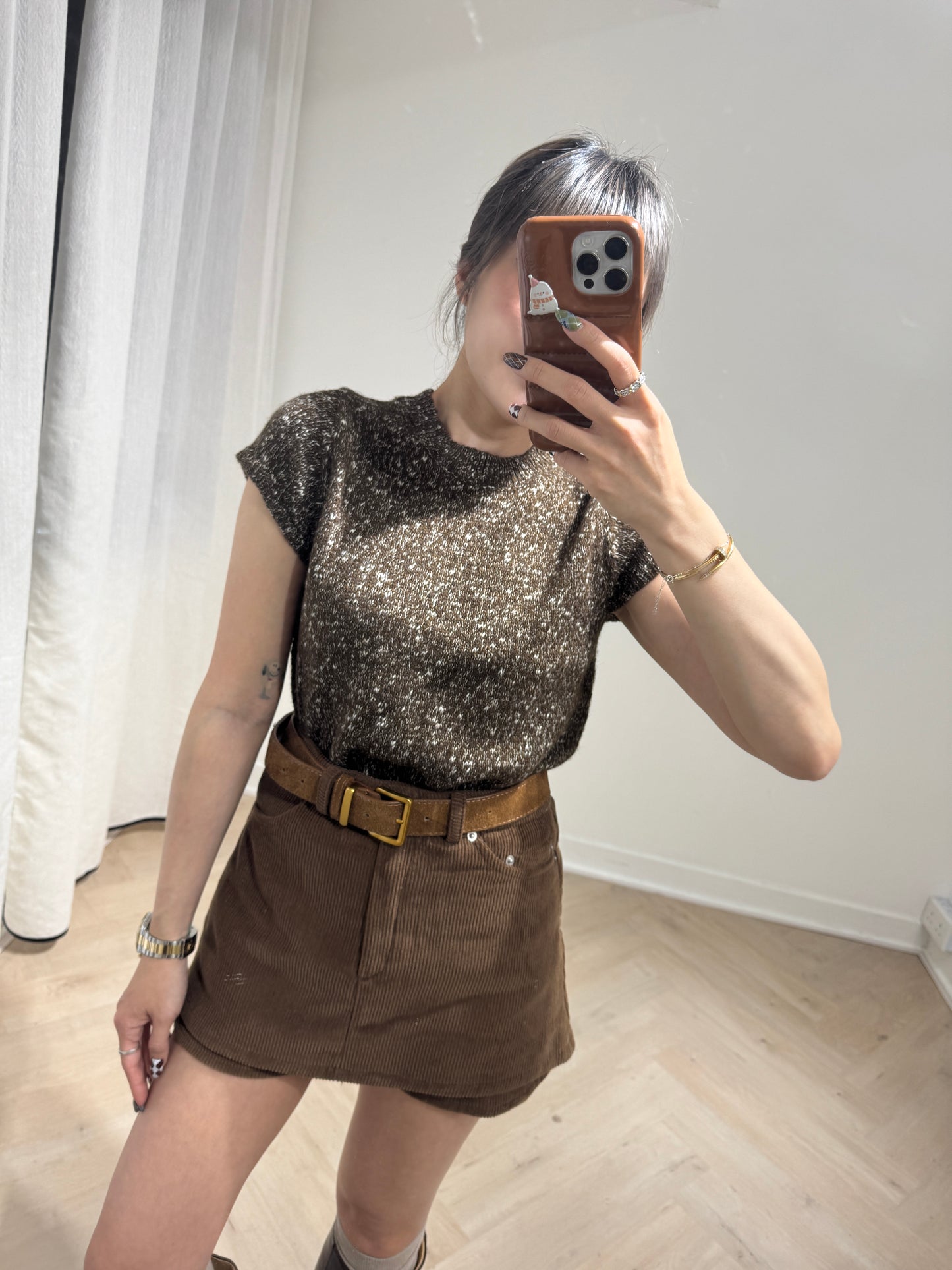 啡色混線短袖上衣