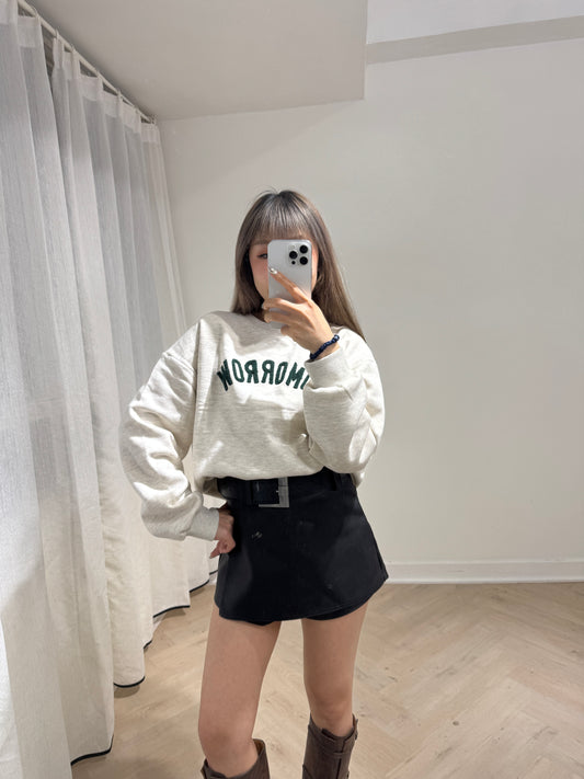 連粗皮帶仿皮裙褲 ( 黑/深啡 )