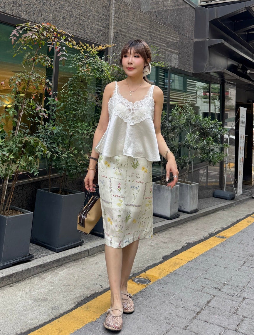 彩色花紋圖案鉛筆裙 ( S/M )