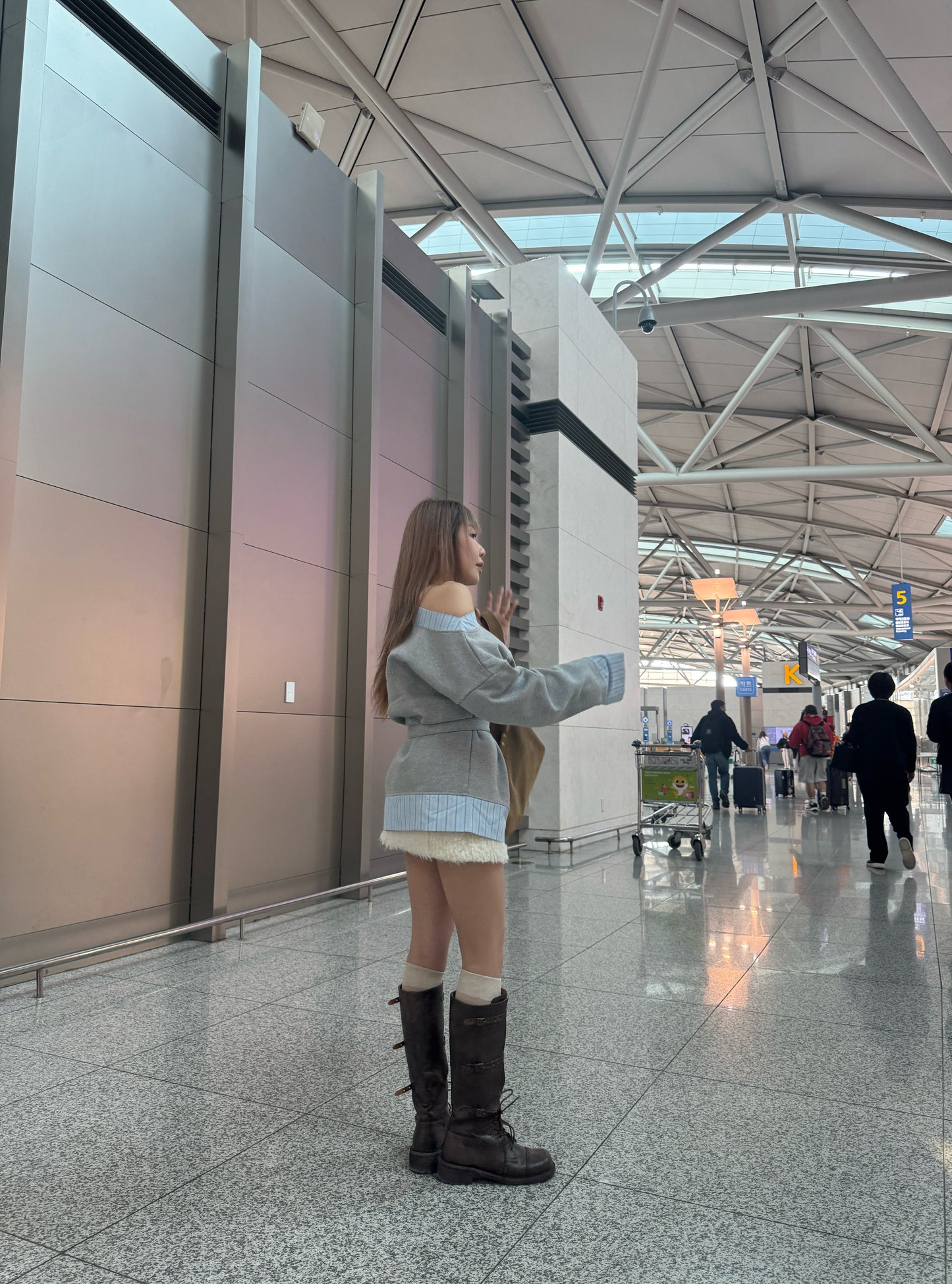 併恤衫邊綁帶衛衣 ( 黑/灰 )