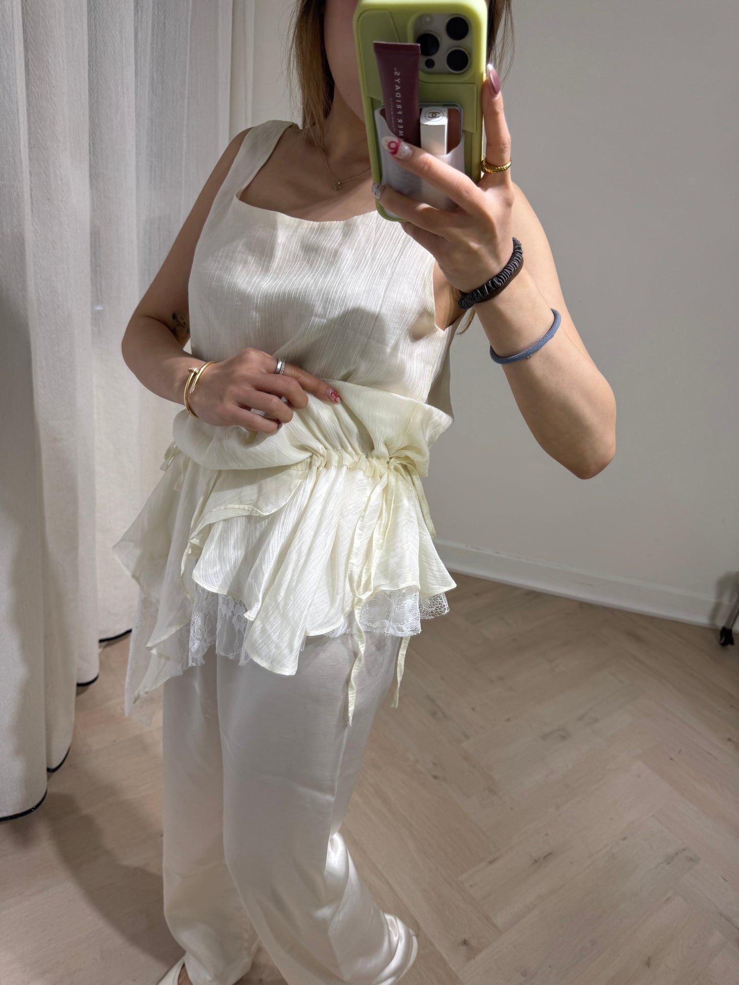 層次RUFFLE LACE修腰背心 ( 米/黃/啡 )