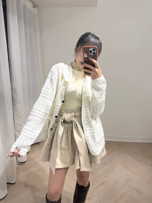 白色通花中長外套