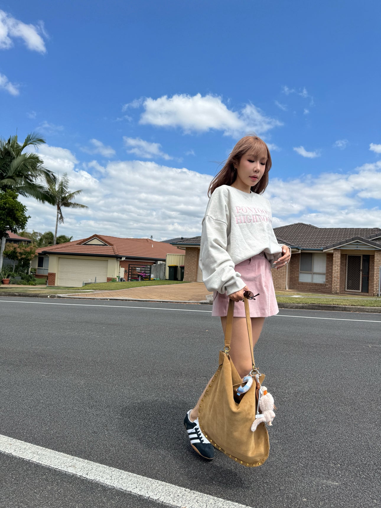 燈芯絨短裙 ( 粉/啡/白/黑 )