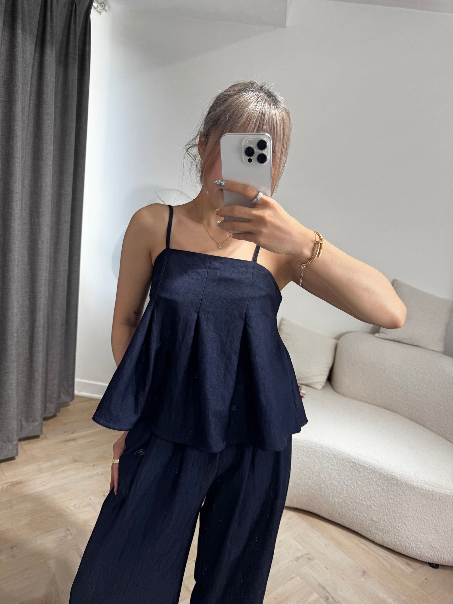 牛仔背心 + 長褲套裝SET ( 深/淺 )