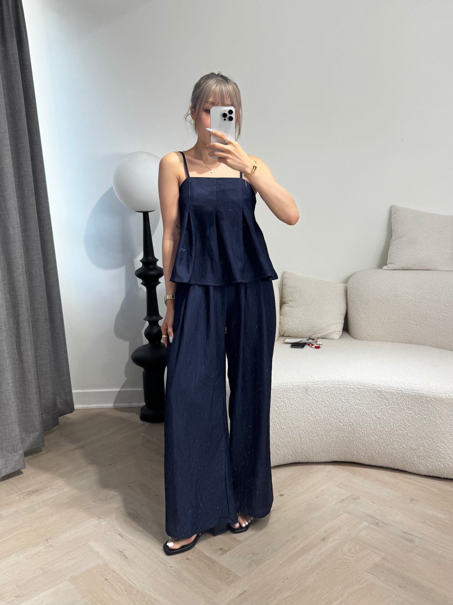 牛仔背心 + 長褲套裝SET ( 深/淺 )