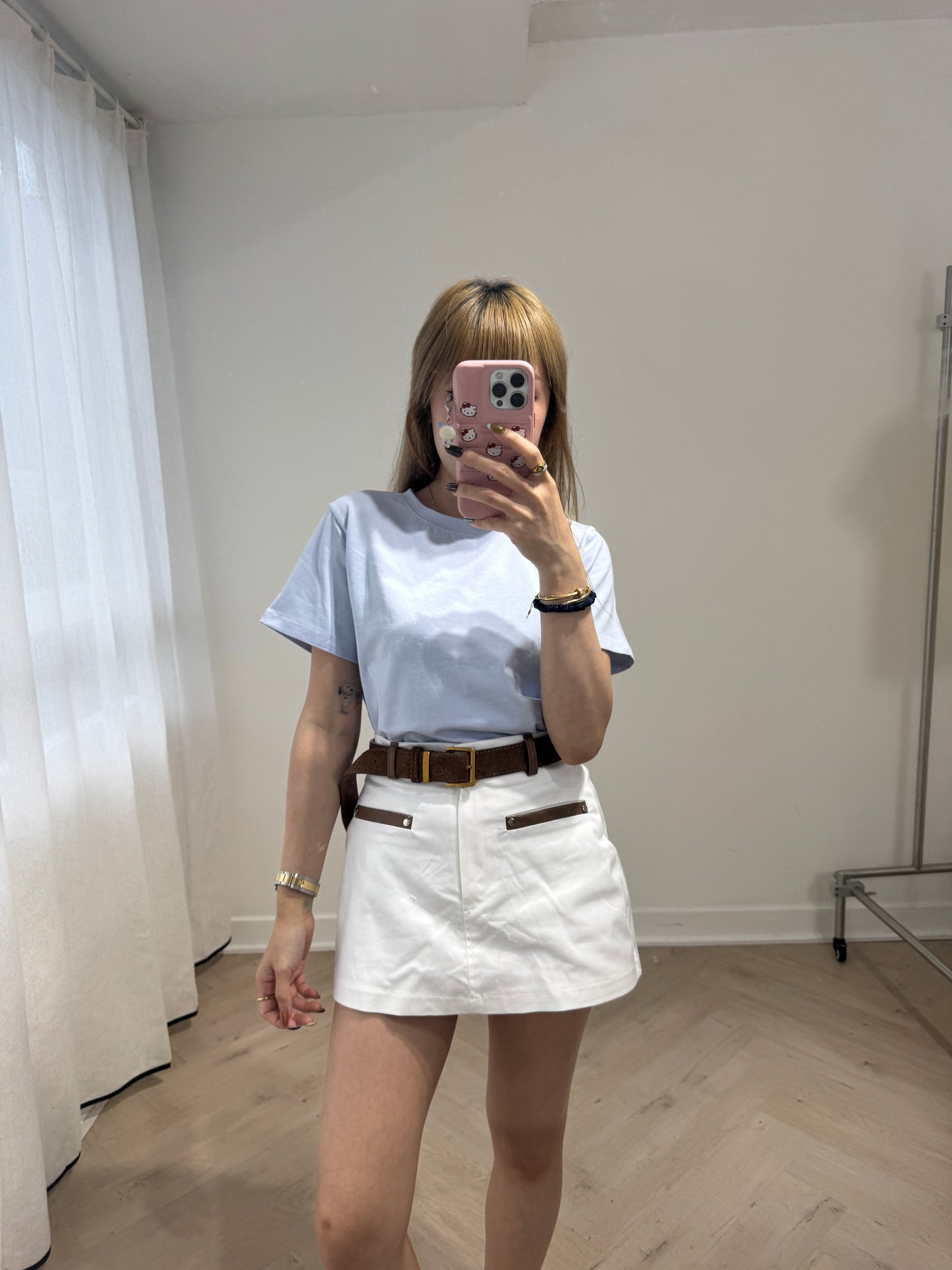 撞邊裙褲 ( 白/啡 )