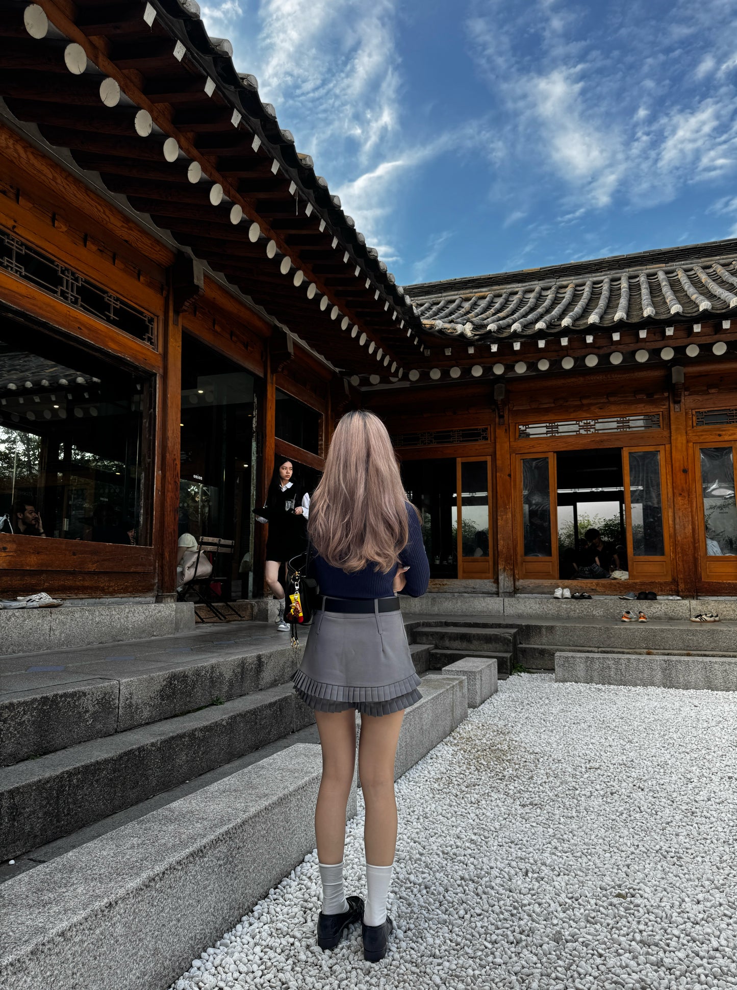 挺西裝料雙層百摺裙褲 ( 灰/啡 )