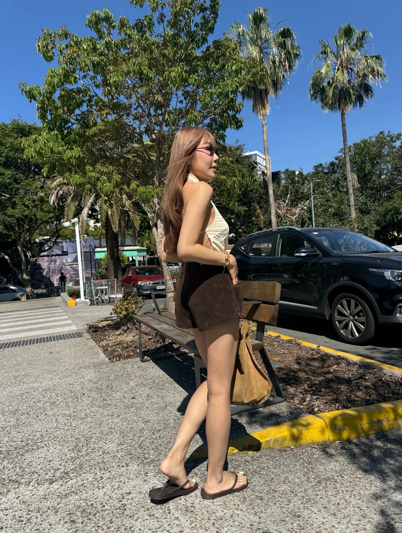 啡色金釘麂布有BELT短褲 ( S/M/L )