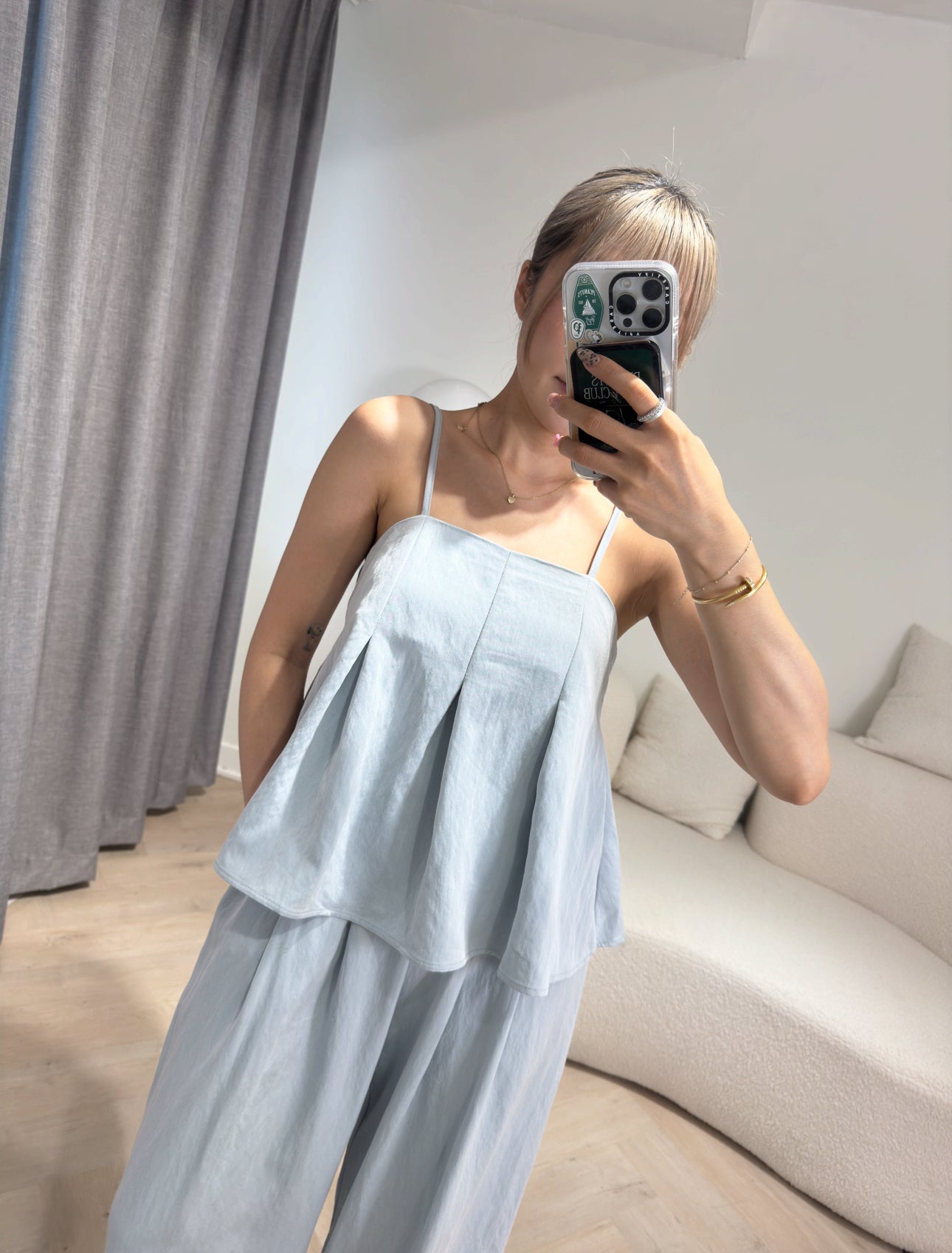 牛仔背心 + 長褲套裝SET ( 深/淺 )