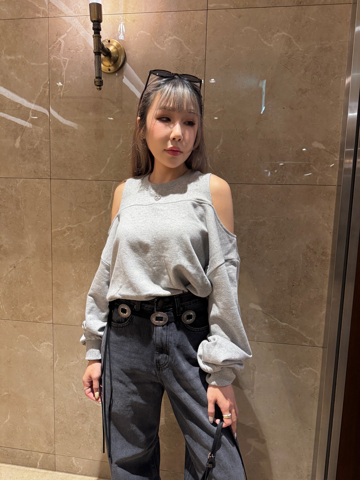 銀盾牌真皮牛麂繩腰帶 (啡/黑 )