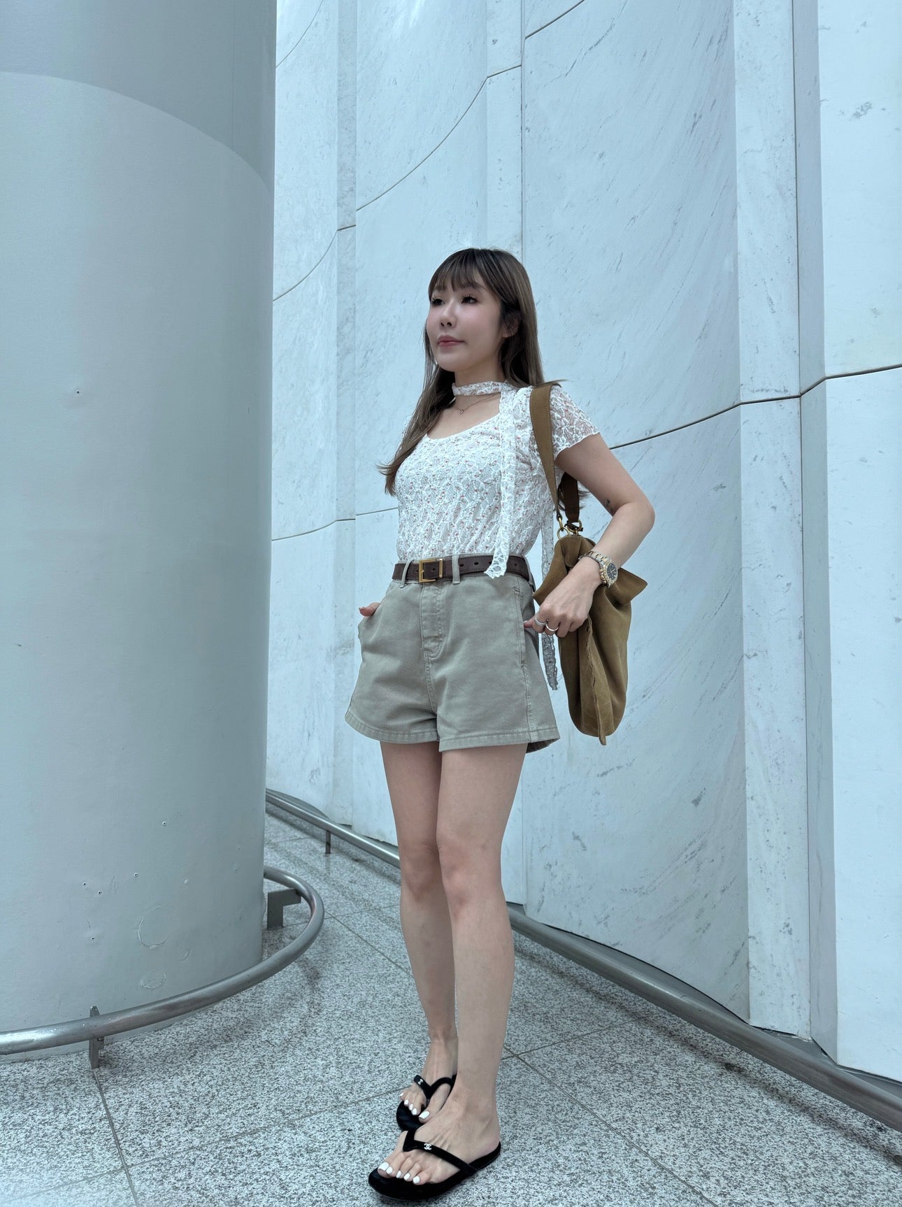 軟身傘形牛仔短褲 ( 白/藍/杏綠 )